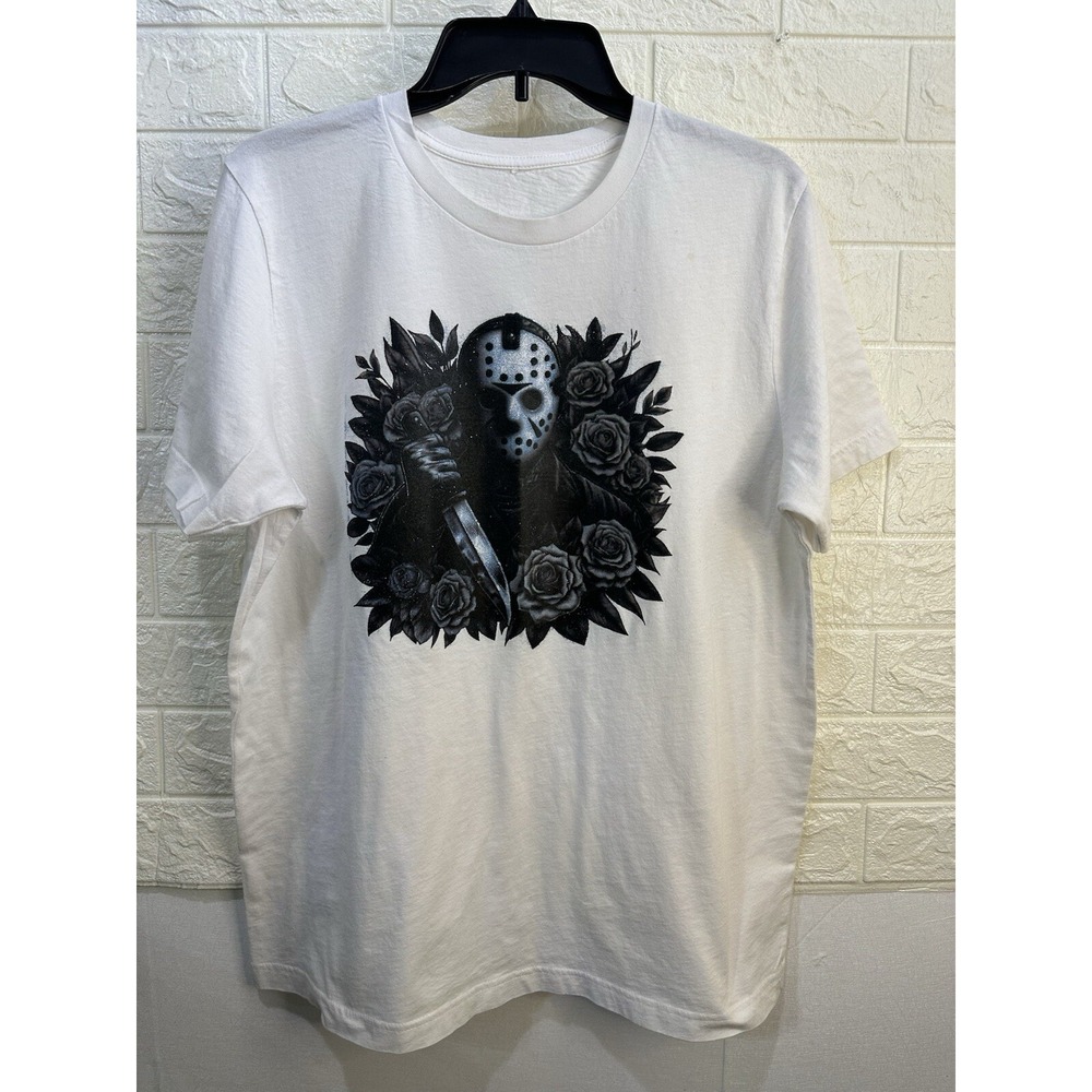 Canva Jason‎ Hockey Mask White Short Sleeve Short Mens Sz Medium